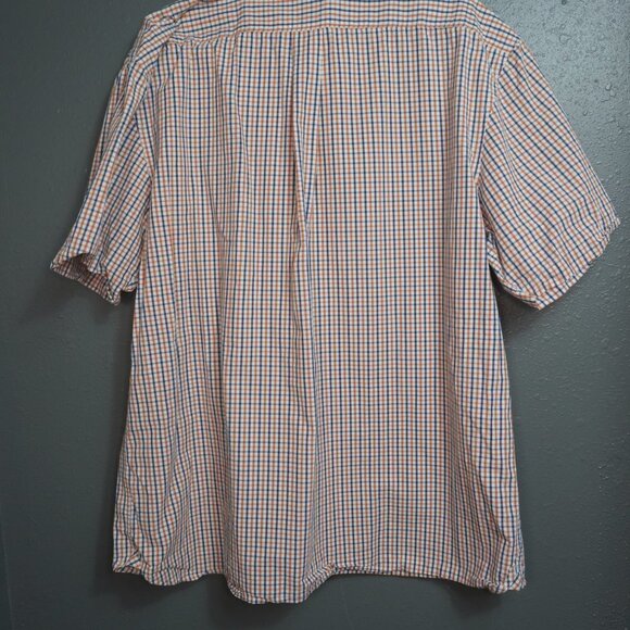 Izod Mens Orange And Blue Plaid Short Sleeve Button Down Collar Shirt Size XL - Picture 4 of 5